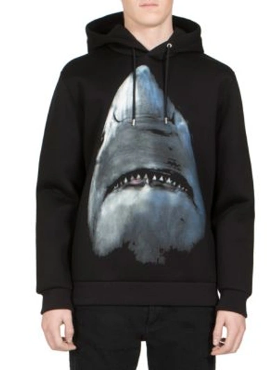 Givenchy Cuban-fit Shark-print Scuba-jersey Hoodie In Black