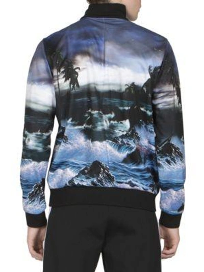 Shop Givenchy Patch Hawaii-print Zip Jacket In Black Blue