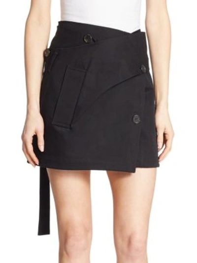 Proenza Schouler Twill Coating Cotton Wrap Skirt In Black