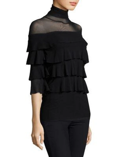 Shop Fuzzi Ruffle Layered Tank Top In Black