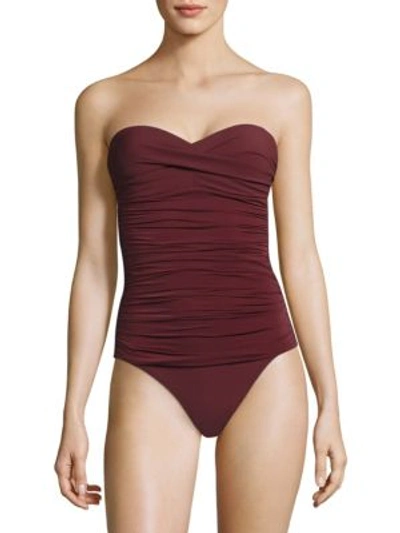 Shop Heidi Klein Ruched Bandeau One-piece Swimsuit In Purple