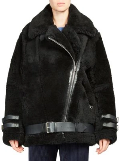 Shop Acne Studios Velocite Shear Lamb Fur Jacket In Black