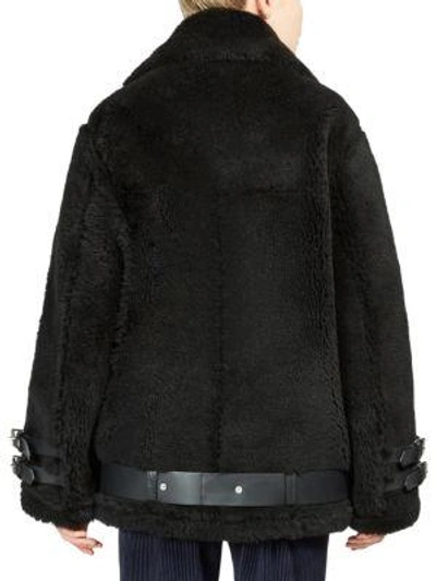 Shop Acne Studios Velocite Shear Lamb Fur Jacket In Black