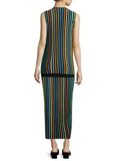 Shop Diane Von Furstenberg Tiered Striped Rib-knit Maxi Dress In Multi
