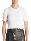 ALEXANDER WANG Ribbed Cotton-Blend Cropped Tee