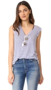 CUPCAKES AND CASHMERE Knoll Stripe V-Neck Tee