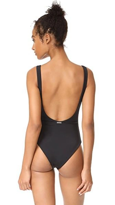 Shop Mara Hoffman Lace Up Front Maillot In Black