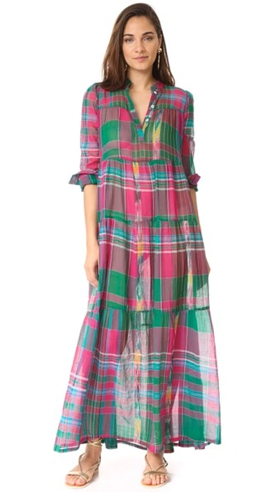 Christophe Sauvat Collection Camy Plaid Maxi Dress In Pink