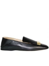 Sergio Rossi 10mm Metal Plaque Leather Loafers, Black In Black