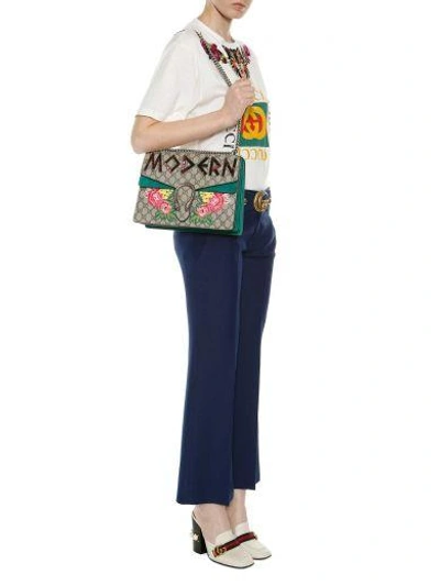 Gucci Dionysus Medium Embellished Appliquéd Coated-canvas And Suede Shoulder Bag In Multi