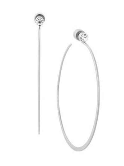 Shop Michael Kors Modern Brilliance Large Crystal Silvertone Hoop Earrings/2.25"