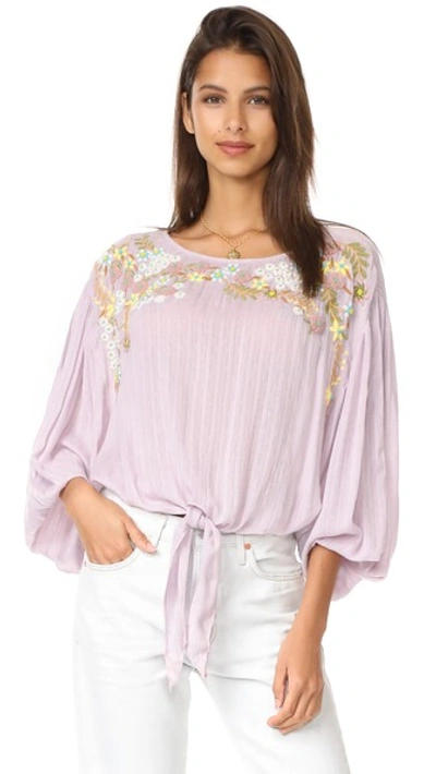 Free People Up And Away Embroidered Top In Pink