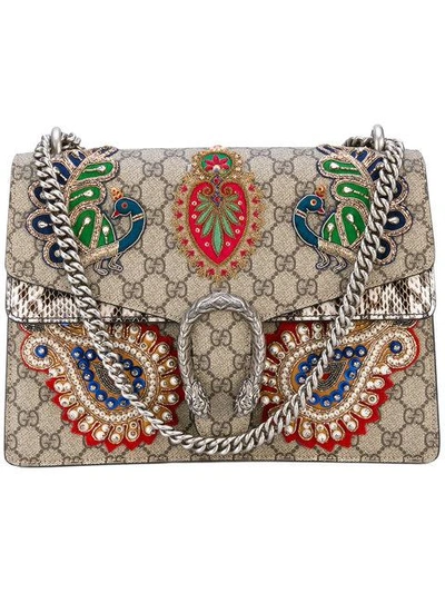 Gucci Dionysus Medium Appliquéd Embellished Coated-canvas And Snake Shoulder Bag