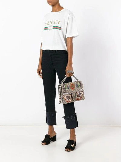 Gucci Dionysus Medium Appliquéd Embellished Coated-canvas And Snake Shoulder Bag