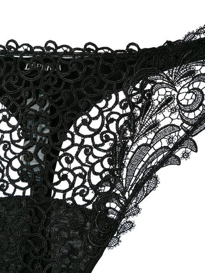 Shop La Perla Decorative Lace Thong In Black