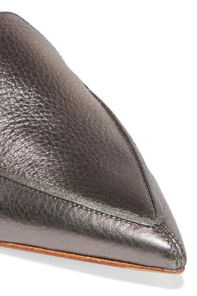 Shop Nicholas Kirkwood Beya Metallic Textured-leather Slippers In Anthracite