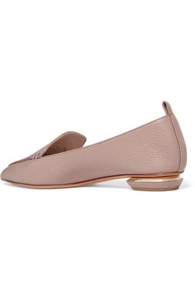 Shop Nicholas Kirkwood Beya Textured-leather Point-toe Flats In Pastel Pink