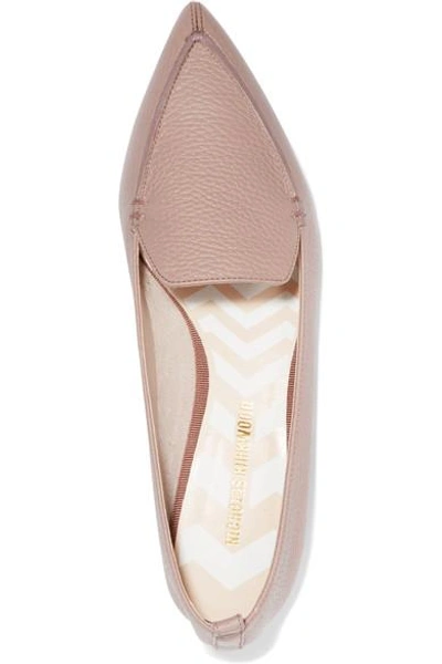 Shop Nicholas Kirkwood Beya Textured-leather Point-toe Flats In Pastel Pink