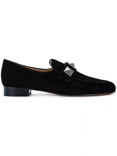 Shop Valentino Garavani Black Rockstud Loafers