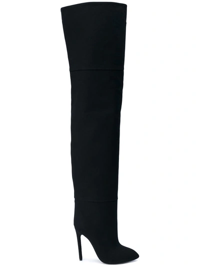 Yeezy Over-the-knee Canvas Boots (season 4) In Black