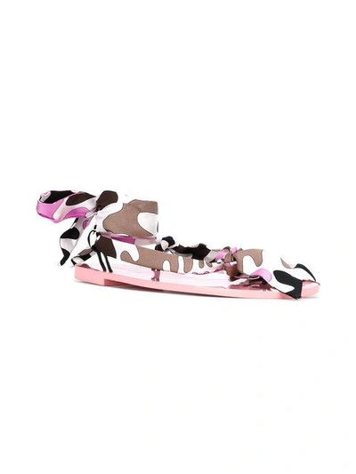 Shop Emilio Pucci Textile Wrap Sandals In Pink