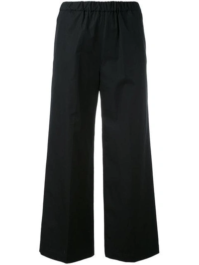 Shop Aspesi Cropped Flared Trousers In Black