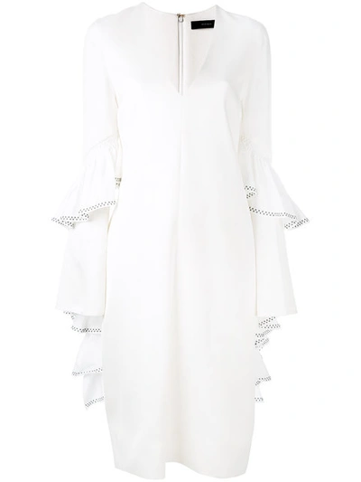 Ellery Elongated Ruffled Sleeves Dress In White