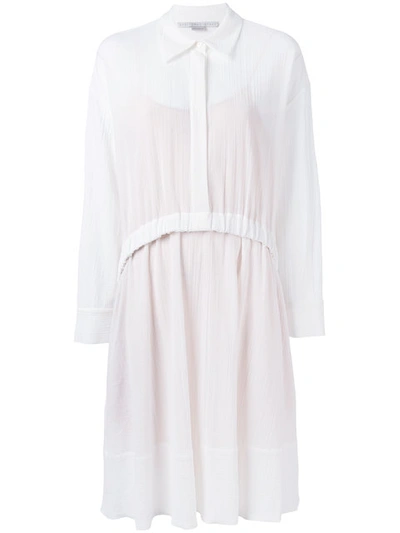 Stella Mccartney Long-sleeved Elasticated-waist Cotton Dress In White