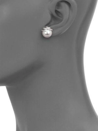 Shop Mikimoto Twist 11mm White Cultured South Sea Pearl, Diamond & 18k White Gold Stud Earrings