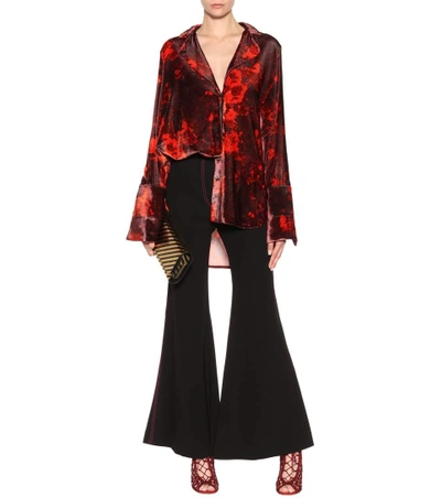 Shop Ellery Jacquard Printed Velvet Blouse In Lurguedy