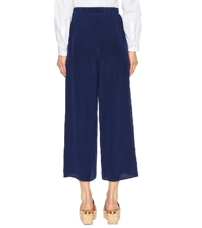 Shop Red Valentino Embellished Silk Trousers In Blue