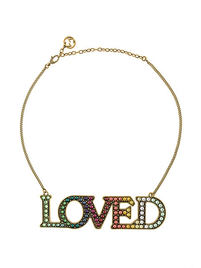 Gucci Loved Crystal-embellished Necklace In Multicolor