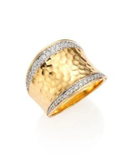 Shop John Hardy Women's Classic Chain Pave Diamond & 18k Yellow Gold Hammered Saddle Ring