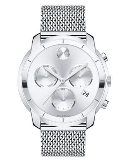 Shop Movado Bold Chronograph Stainless Steel Bracelet Watch In Silver