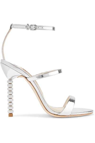 Shop Sophia Webster Rosalind Crystal-embellished Metallic Leather Sandals