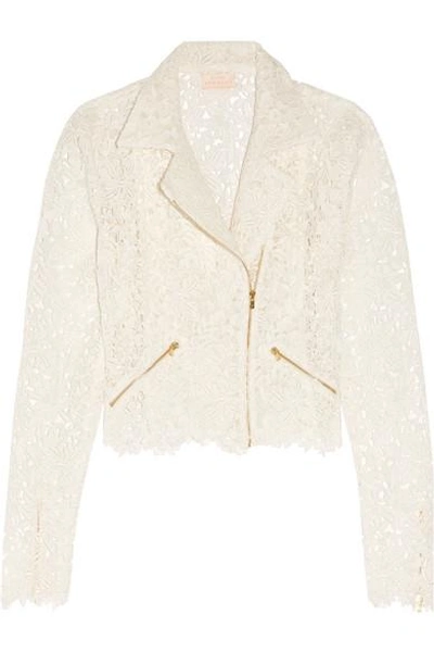 Shop Rime Arodaky Drew Cotton-blend Guipure Lace Jacket In Ivory