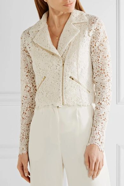 Shop Rime Arodaky Drew Cotton-blend Guipure Lace Jacket In Ivory