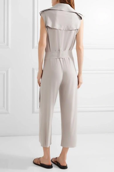 Shop Norma Kamali Wrap-effect Stretch-jersey Jumpsuit In Taupe