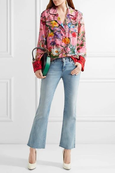 Shop Gucci Printed Silk Crepe De Chine Shirt In Pink