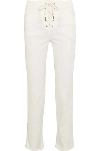 Shop Chloé Lace-up High-rise Slim-leg Jeans