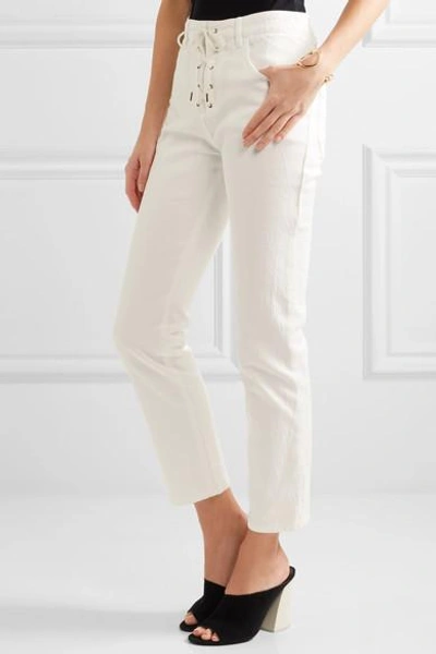 Shop Chloé Lace-up High-rise Slim-leg Jeans