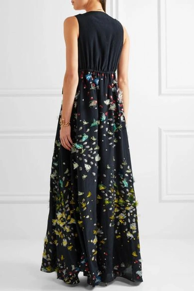 Shop Chloé Fil Coupé Silk Maxi Dress In Navy