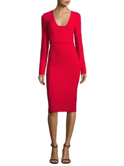 Antonio Berardi Wool Deep V-neck Dress In Red