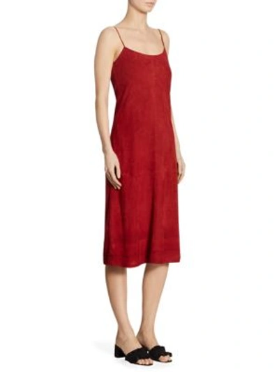 Shop Theory Telson Suede Crepe Dyed Slip Dress In Dark Crimson
