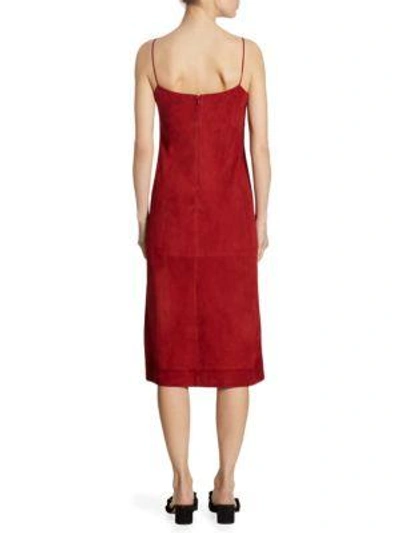 Shop Theory Telson Suede Crepe Dyed Slip Dress In Dark Crimson