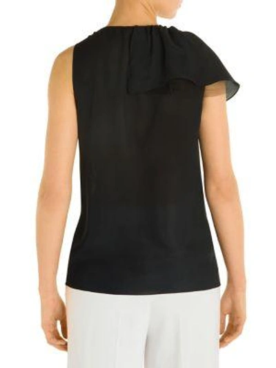 Shop Emilio Pucci Front Ruffle Top In Black