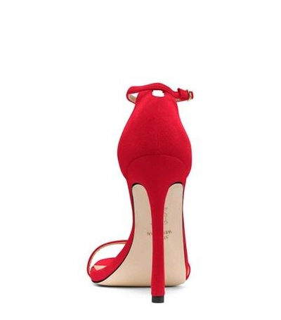 Shop Stuart Weitzman The Nunakedstraight Sandal In Red Suede