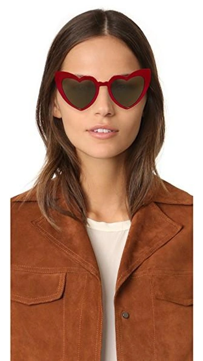 Saint Laurent red/grey New Wave SL 181 LouLou Heart Sunglasses at