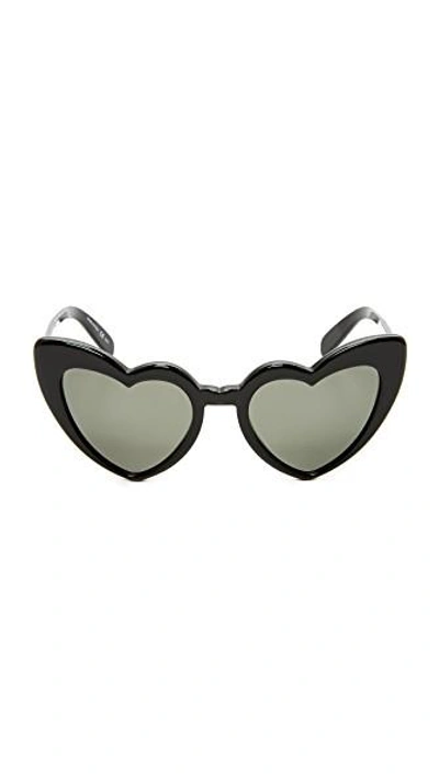 Shop Saint Laurent Sl 181 Lou Lou Hearts Sunglasses In Black/grey