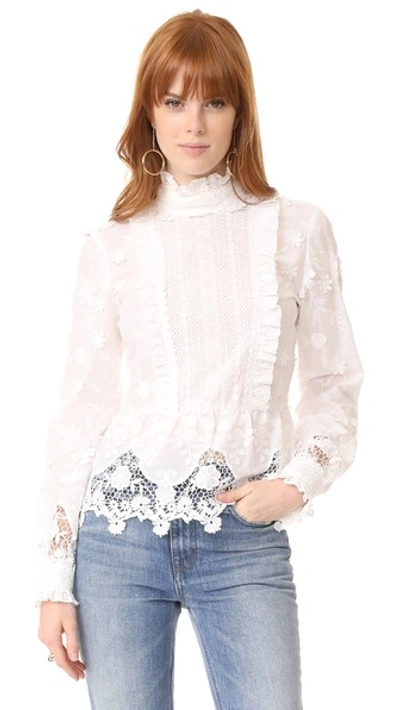 Shop Anna Sui Daisy Fields Eyelet Top In White